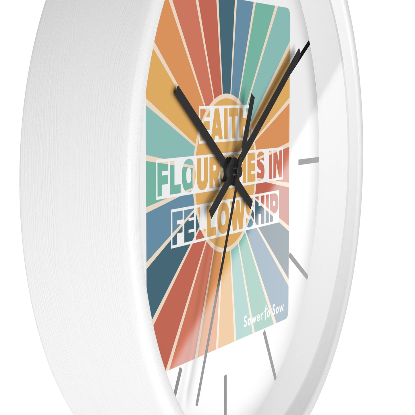 Faith Flourishes in Fellowship Sunburst Wall Clock
